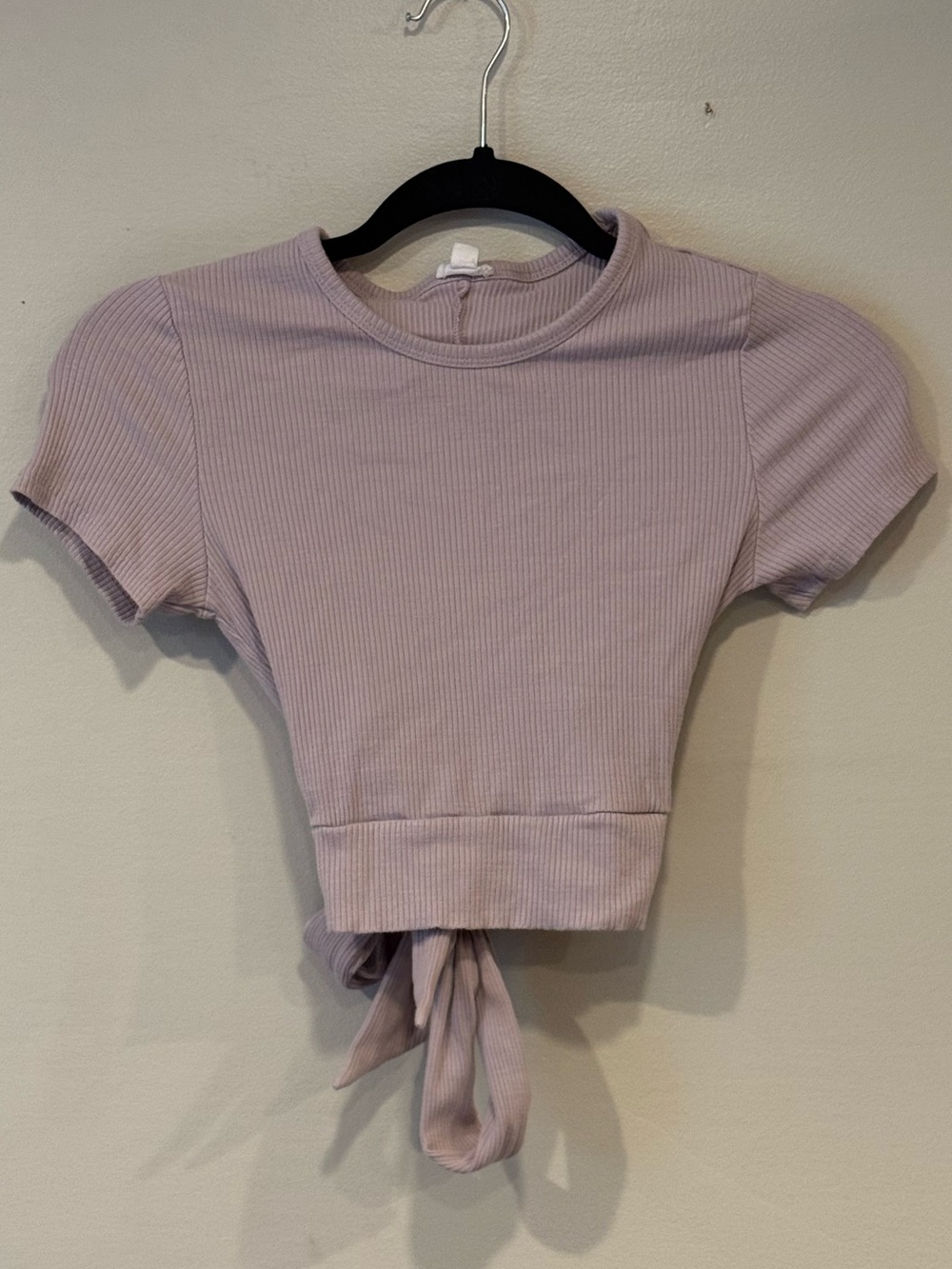 Garage Lavender Ribbed Knit Tie-Back Women's Crop Top Size Small